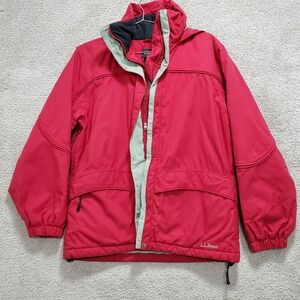 L.L.Bean Jacket Women's Small Red Hooded Full Zip Long Sleeve Holiday Outdoor